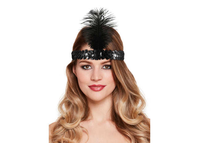 Schwarzes Charleston Stirnband - Elegantes 1920Er Jahre Flapper Accessoire TK Gruppe® Grosshandel 