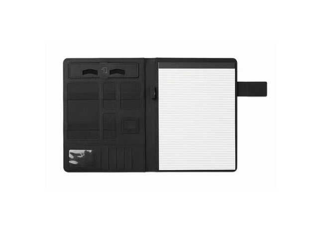 Schwarzes DIN A4 Portfolio & Powerbank Powerfoldy - Organisation und Aufladen in einem TK Gruppe® Grosshandel 