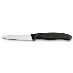 Schwarzes Gemüsemesser 8cm mit Wellenschliff - Präzises Schneiden leicht gemacht TK Gruppe® Grosshandel 