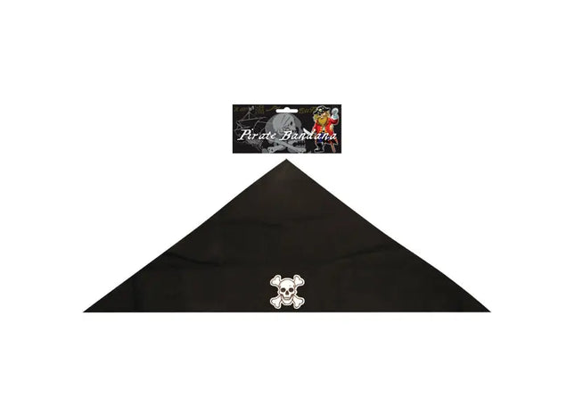 Schwarzes Piraten-Bandana mit Totenkopf, 70x35 cm, für Erwachsene - Trendiges Kopftuch TK Gruppe® Grosshandel 