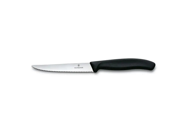 Schwarzes Steak- & Pizzamesser mit Wellenschliff, 11cm TK Gruppe® Grosshandel 