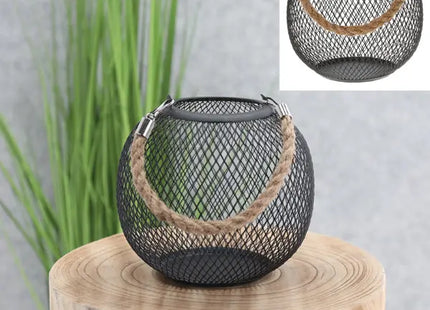 Schwarzes Windlicht mit Henkel, Höhe ca. 16 cm TK Gruppe® Grosshandel 