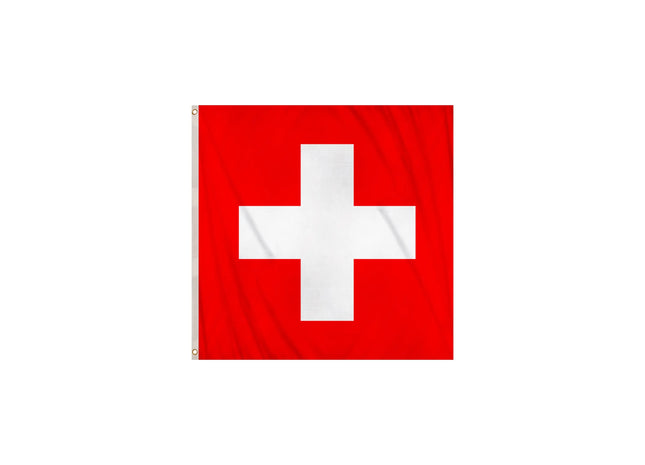 Schweizer Flagge, 90 x 90 cm, langlebiges, quadratisches Nationalbanner der Schweiz für den Außenbereich TK Gruppe® Grosshandel 