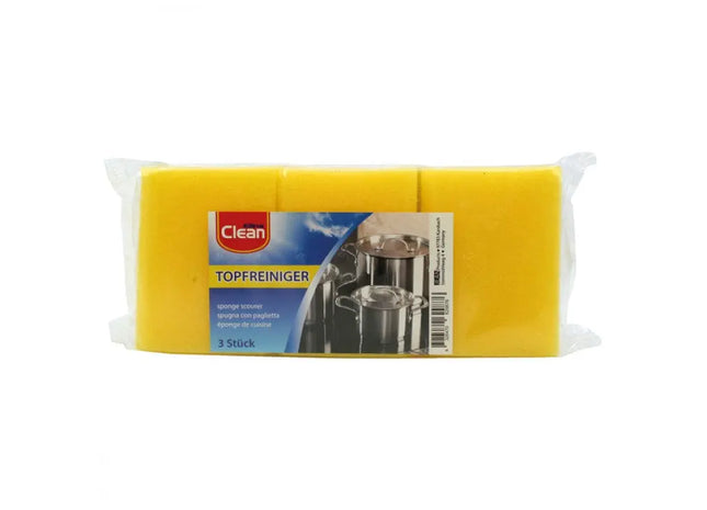 Scrubbing Sponge CLEAN mit Griff, 3 Stück TK Gruppe® Grosshandel 