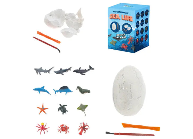 Sea Life Ausgrabungsset, 12 Stück, ca. 7cm Höhe – Bildungsreiches Spielzeug TK Gruppe® Grosshandel 