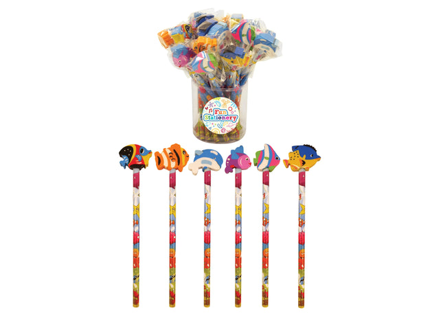 Sealife-Bleistift mit Radiergummi, 6 verschiedene Designs – Schulbedarf zum Thema Ozean TK Gruppe® Grosshandel 