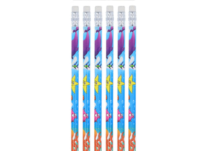 Sealife Themen Bleistift mit Radiergummi, Full Size, 6Er-Pack - Meerestier-Motiv TK Gruppe® Grosshandel 