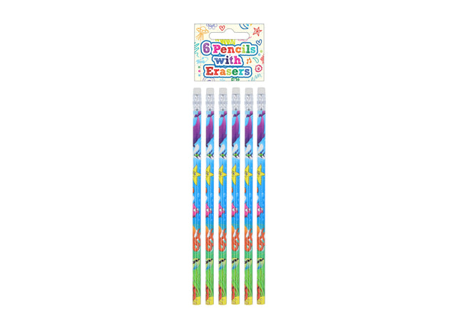 Sealife Themen Bleistift mit Radiergummi, Full Size, 6Er-Pack - Meerestier-Motiv TK Gruppe® Grosshandel 
