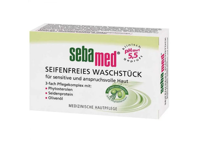 Sebamed Seifenfreies Waschstück mit Olive 150g - Sanfte Hautreinigung, 100 Zeichen TK Gruppe® Grosshandel 