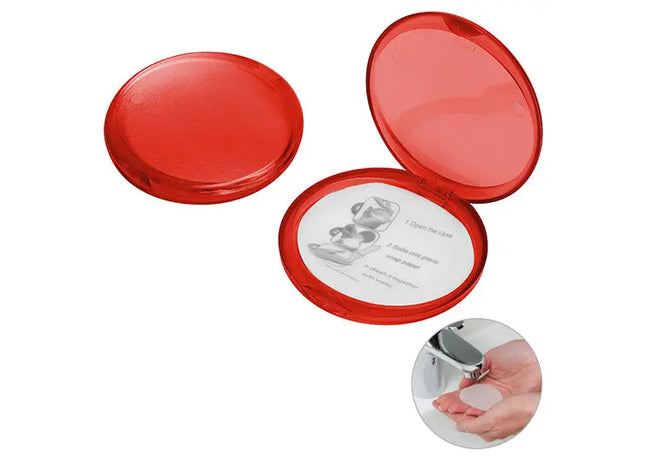 Seifendose mit 15 Seifenblättchen in Gefrostet Rot – Praktisch & Hygienisch TK Gruppe® Grosshandel 