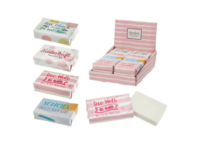 Seifenstück Spruch, 4er-Set – Dekorative Duftseife | Einzigartige Geschenk-Seifen TK Gruppe® Grosshandel 