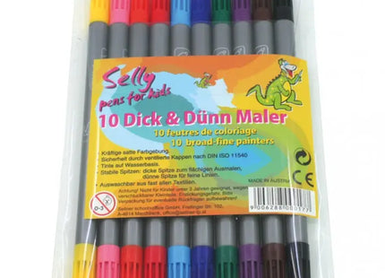 Selly 10er-Pack Filzstifte mit Doppelspitze - Breit & Fein für vielseitiges Zeichnen TK Gruppe® Grosshandel 