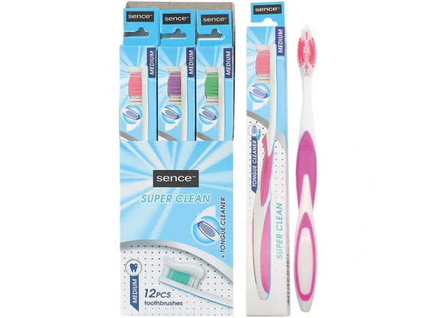 Sence Fresh Super Clean Medium Bristle Toothbrush - Dental Hygiene Essential for Effective Oral Care TK Gruppe® Grosshandel 