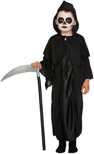 Sensenmann-Kostüm für Kinder, Schwarz – Größe M, 7–9 Jahre, Halloween-Anziehoutfit TK Gruppe® Grosshandel 