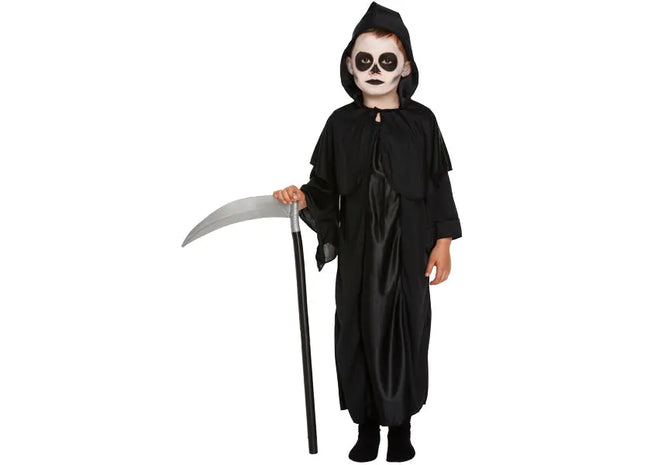 Sensenmann-Kostüm für Kinder, Schwarz – Größe M, 7–9 Jahre, Halloween-Anziehoutfit TK Gruppe® Grosshandel 