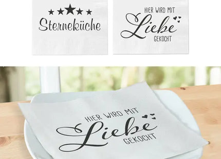 Servietten Sterneküche, Zweilagig, 20er Pack, Elegantes Design TK Gruppe® Grosshandel 