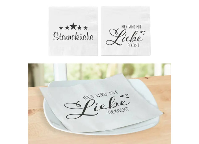 Servietten Sterneküche, Zweilagig, 20er Pack, Elegantes Design TK Gruppe® Grosshandel 