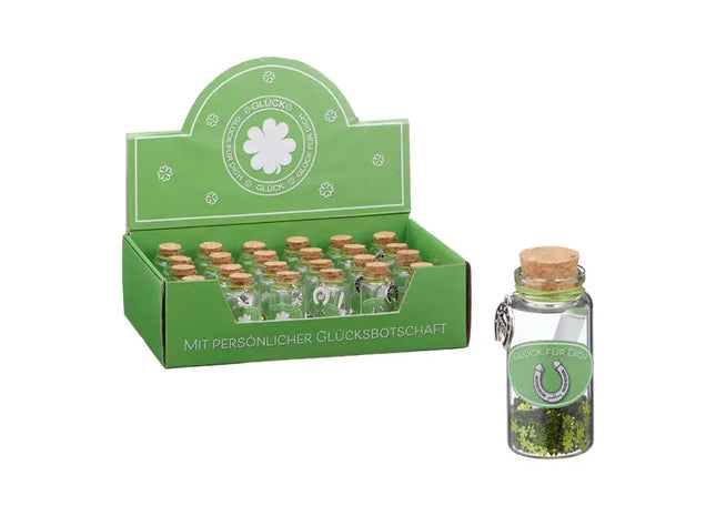 Set aus 2 Glücks-Glasröhrchen, ca. 7cm Höhe – Dekorative Glücksbringer Glasröhren für Zuhause und Geschenke TK Gruppe® Grosshandel 