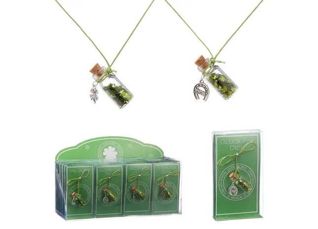 Set aus 2 Glücksklee-Anhängern, ca. 3,5cm Höhe – Vierblättrige Kleeblatt-Anhänger, Glücksbringer Schmuck TK Gruppe® Grosshandel 