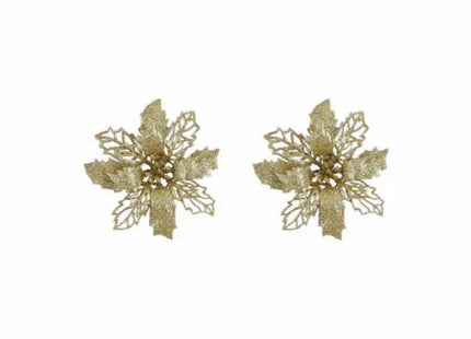 Set aus 2 Goldenen Poinsettia Clips - Luxuriöser Blumen-Haarschmuck TK Gruppe® Grosshandel 