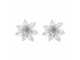 Set aus 2 Silbernen Poinsettia Clips - Eleganter Blumen-Haarschmuck TK Gruppe® Grosshandel 