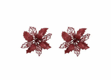 Set aus 2 Tiefroten Poinsettia Clips - Eleganter Blumen-Haarschmuck TK Gruppe® Grosshandel 