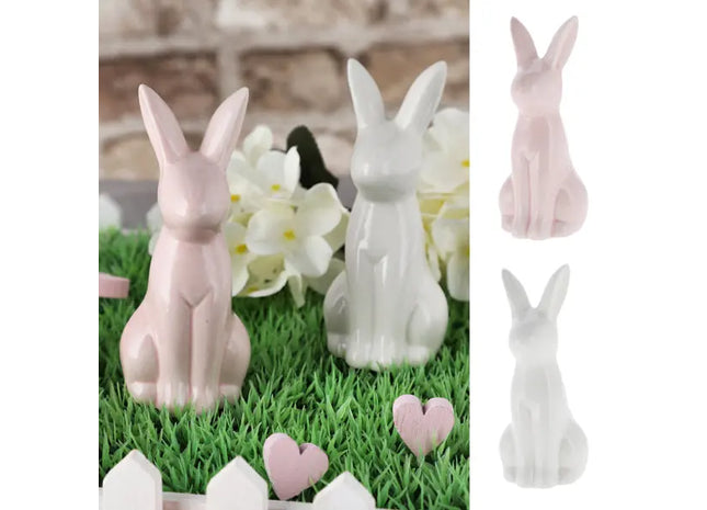 Set aus 2 stehenden Hasenfiguren, klein, ca. 11cm – Dekorative Osterhasen | Charmante Deko-Figuren TK Gruppe® Grosshandel 