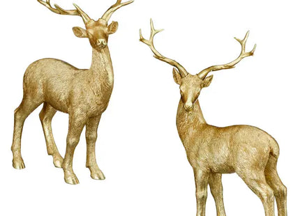 Set aus 2 stehenden Rentierfiguren, groß, ca. 21cm – Elegante Weihnachtsdeko | Festliche Rentier-Statue TK Gruppe® Grosshandel 