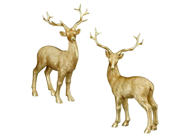 Set aus 2 stehenden Rentierfiguren, groß, ca. 21cm – Elegante Weihnachtsdeko | Festliche Rentier-Statue TK Gruppe® Grosshandel 