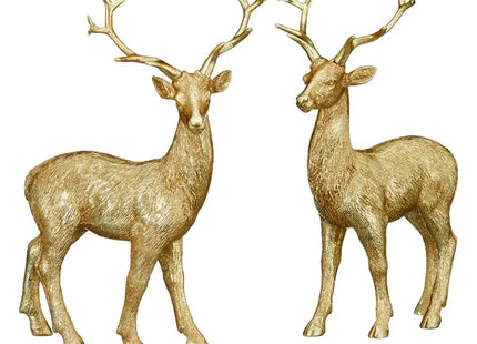 Set aus 2 stehenden Rentierfiguren, klein, ca. 16cm – Weihnachtsdeko | Festliche Rentier-Statue TK Gruppe® Grosshandel 