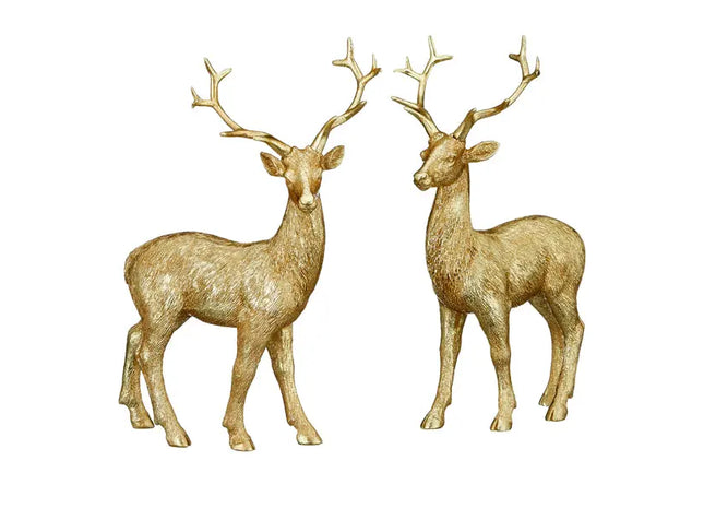 Set aus 2 stehenden Rentierfiguren, klein, ca. 16cm – Weihnachtsdeko | Festliche Rentier-Statue TK Gruppe® Grosshandel 