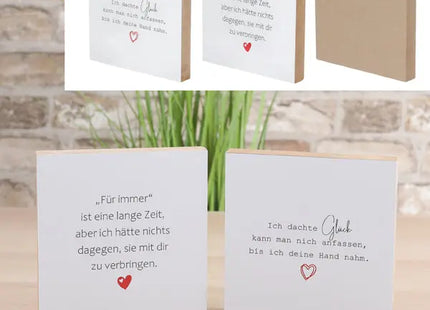 Set aus 3 Liebesbildern zum Aufstellen, je 15x15 cm - Romantische Deko-Akzente TK Gruppe® Grosshandel 