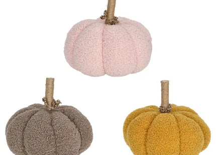 Set aus 3 kuscheligen Kürbis-Plüsch-Dekorationen - 19cm Durchmesser, Herbst-Deko für Zuhause TK Gruppe® Grosshandel 