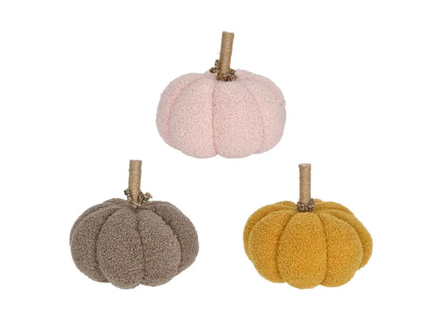 Set aus 3 kuscheligen Kürbis-Plüsch-Dekorationen - 19cm Durchmesser, Herbst-Deko für Zuhause TK Gruppe® Grosshandel 