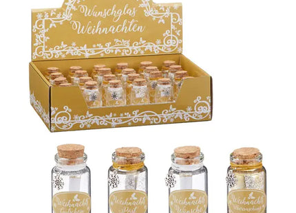 Set aus 4 Weihnachts-Glasröhrchen, ca. 7cm Höhe – Dekorative Festliche Glasfläschchen, Weihnachtsschmuck TK Gruppe® Grosshandel 