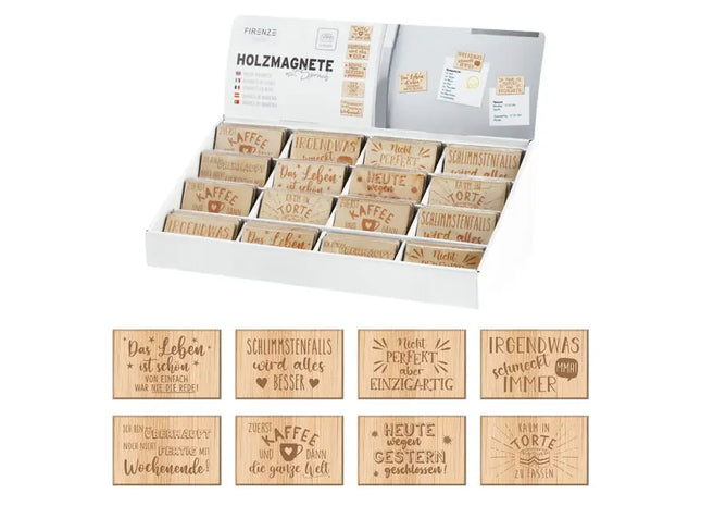 Set aus 8 Holzmagneten mit inspirierenden Sprüchen, Dekorativ TK Gruppe® Grosshandel 