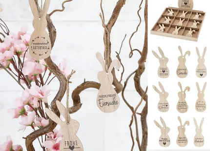 Set aus 9 Hasenanhängern, ca. 10 cm - Attraktive Display-Dekoration TK Gruppe® Grosshandel 