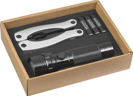 Set aus Taschenlampe & Multitool in Schwarz - Essential für Outdoor & Notfälle TK Gruppe® Grosshandel 