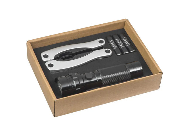 Set aus Taschenlampe & Multitool in Schwarz - Essential für Outdoor & Notfälle TK Gruppe® Grosshandel 