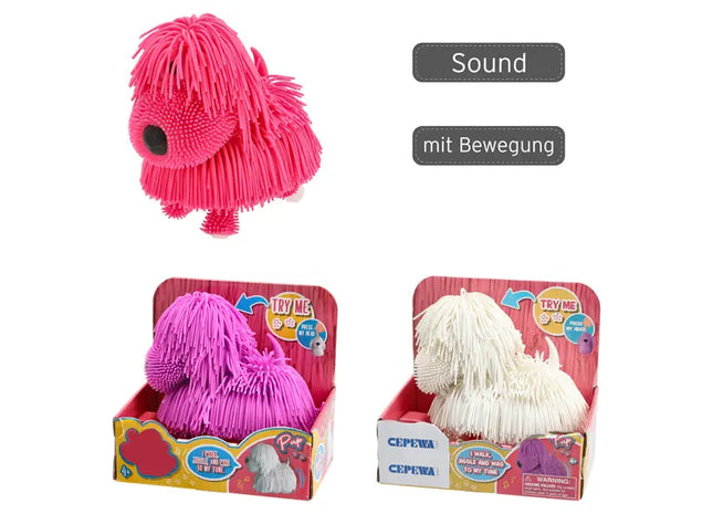 Set mit 3 Zotteligen Laufhunden, Spielzeugfiguren, ca. 15 cm Höhe TK Gruppe® Grosshandel 