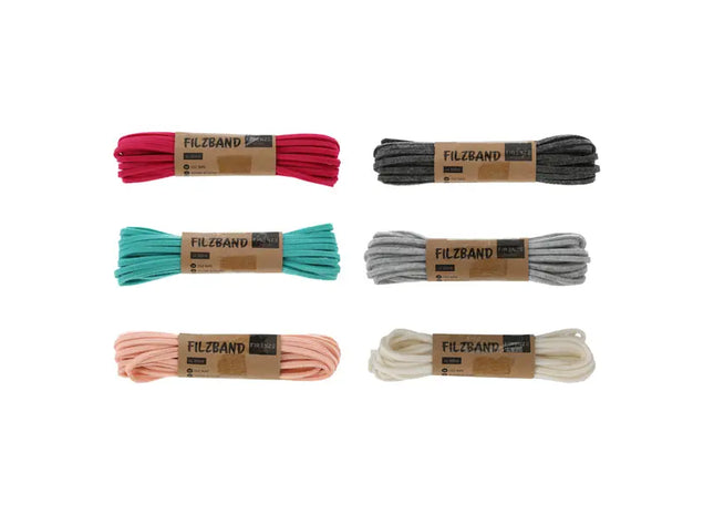 Set mit 6 Filzstreifen, jeweils ca. 500 cm lang - Bastelband Sortiment TK Gruppe® Grosshandel 