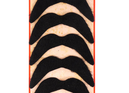 Set mit 6 schwarzen Schnurrbärten – vielseitiges Verkleidungszubehör TK Gruppe® Grosshandel 