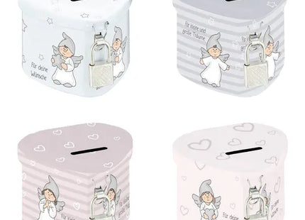 Set of 4 Heart-Shaped Guardian Angel Money Boxes - Decorative Savings Banks for Gifts TK Gruppe® Grosshandel 