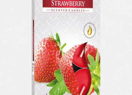 Set of 6 Strawberry Scented Tealights in Foldable Packaging - Aromatherapy Candles for Home Ambiance TK Gruppe® Grosshandel 