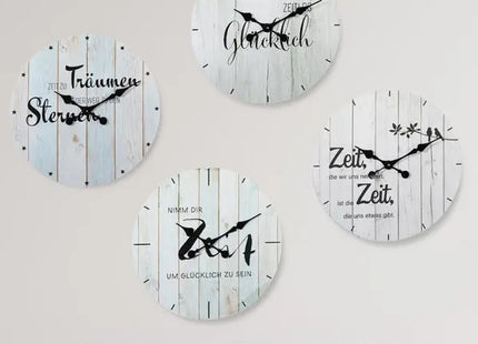 Set von 4 inspirierenden Wanduhren, Durchmesser 45 cm - Motivationale Zitate für jeden Raum TK Gruppe® Grosshandel 
