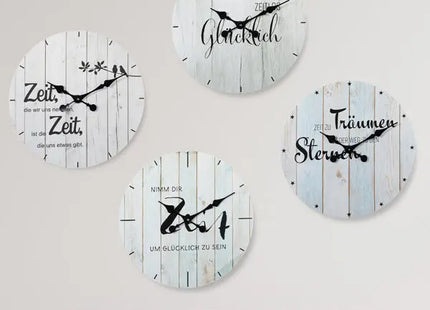 Set von 4 motivierenden Wanduhren, Durchmesser 28 cm - Perfekt für tägliche Inspiration TK Gruppe® Grosshandel 