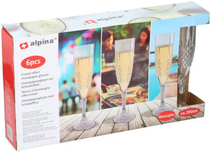 Set von 6 Champagnergläsern - 200 ml Sektgläser für Feierlichkeiten und Toasts TK Gruppe® Grosshandel 