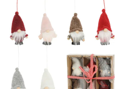 Set von 6 Hängenden Wichteln, Höhe 10 cm - Zauberhafte Deko für Heim und Garten TK Gruppe® Grosshandel 