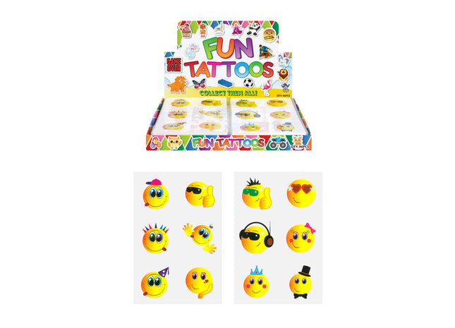 Mini-Tattoos 4cm mit Lächeln-Motiv, 6 Stück/Set, 2 Varianten - Temporäre Kindertattoos TK Gruppe® Grosshandel 