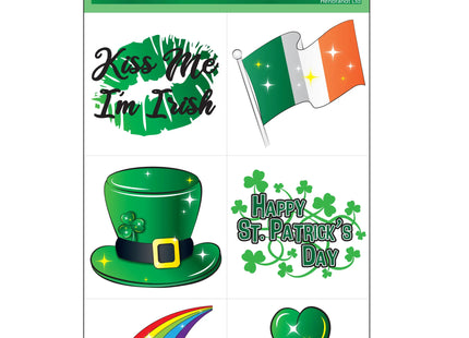St. Patrick's Tattoos 5x5 cm, 6 Stück/Set, sortierte Designs, temporäre Hauttattoos für Feiern TK Gruppe® Grosshandel 